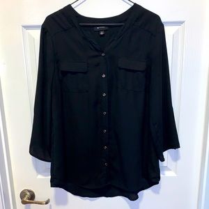 AB Studio womens top M black 3/4 sleeve